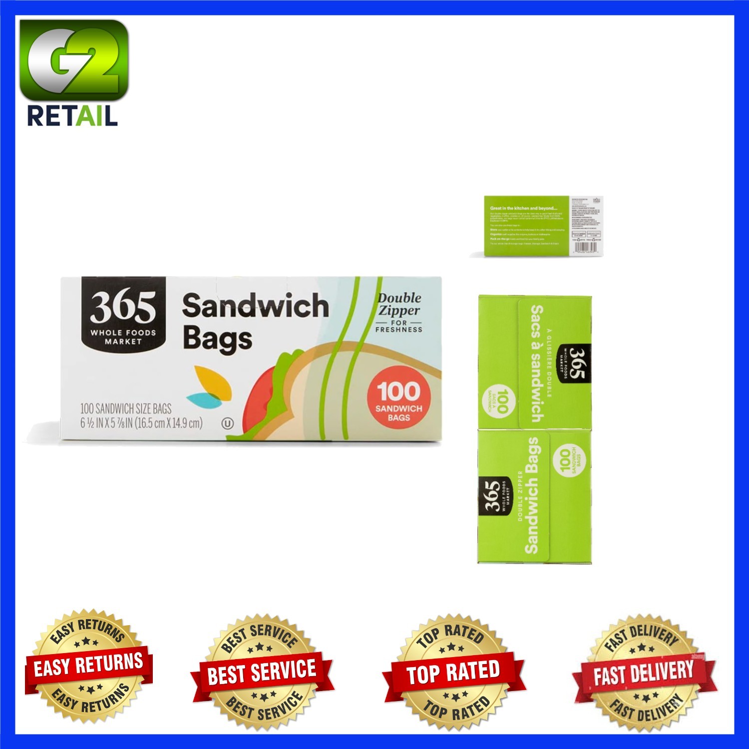 Double Zipper Sandwich Bags – 100 Count, BPA-Free, Freshness Guaranteed