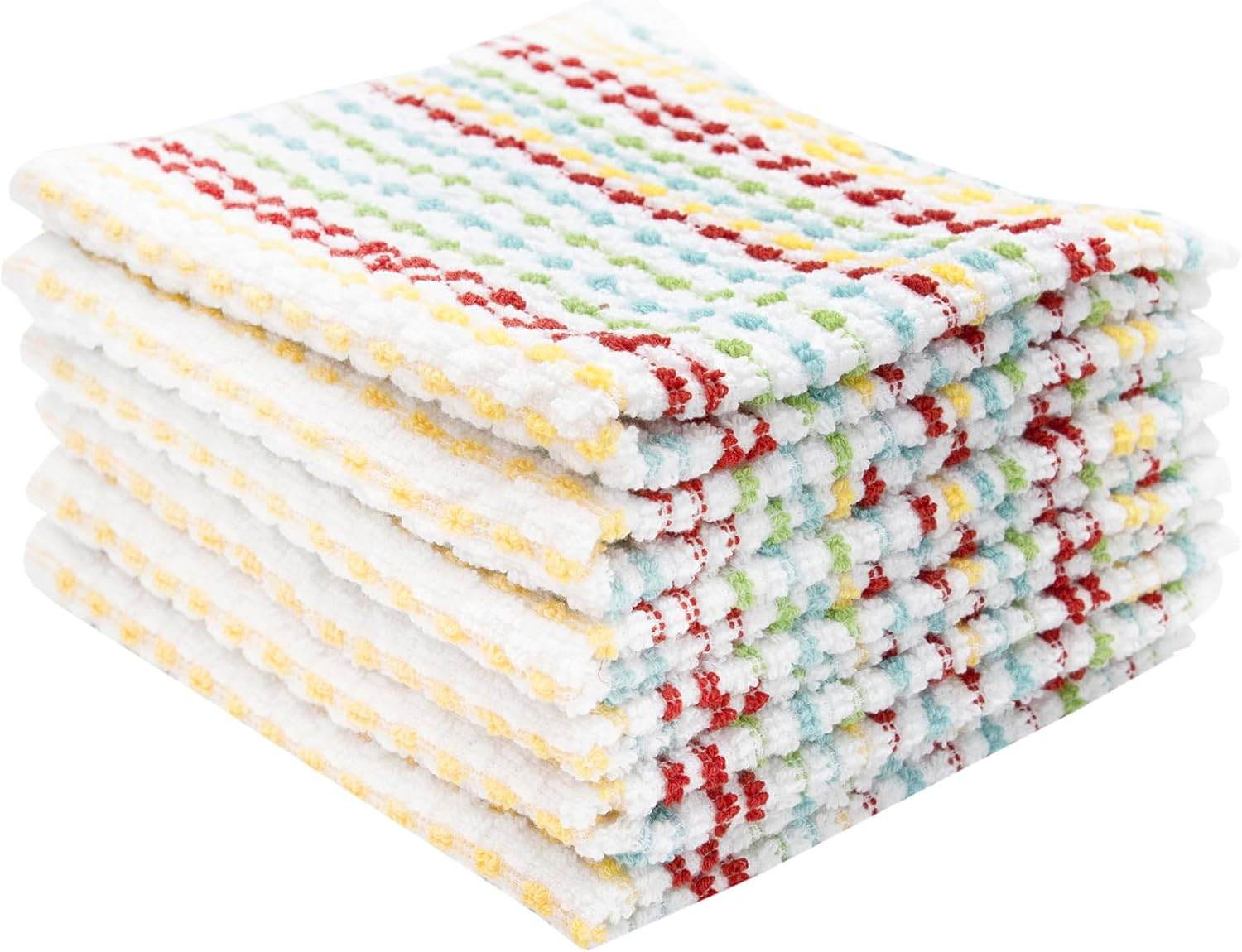 Bar Mop Towels 12 x 12 Inch 6 Pack Multi Color 100% Cotton Kitchen Dish Towel