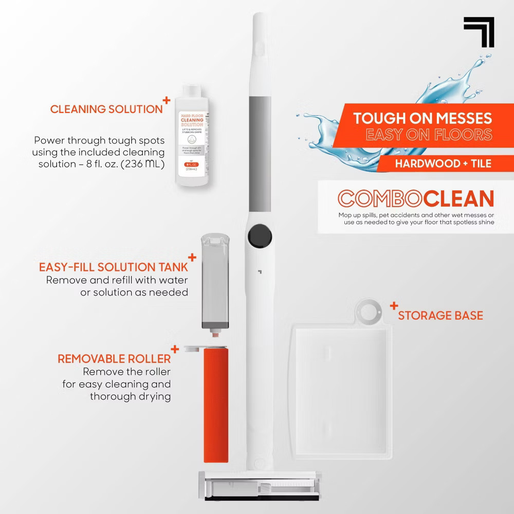 Sharper Image Combo Clean Sweep 02, Cordless Power Broom & Mop White
