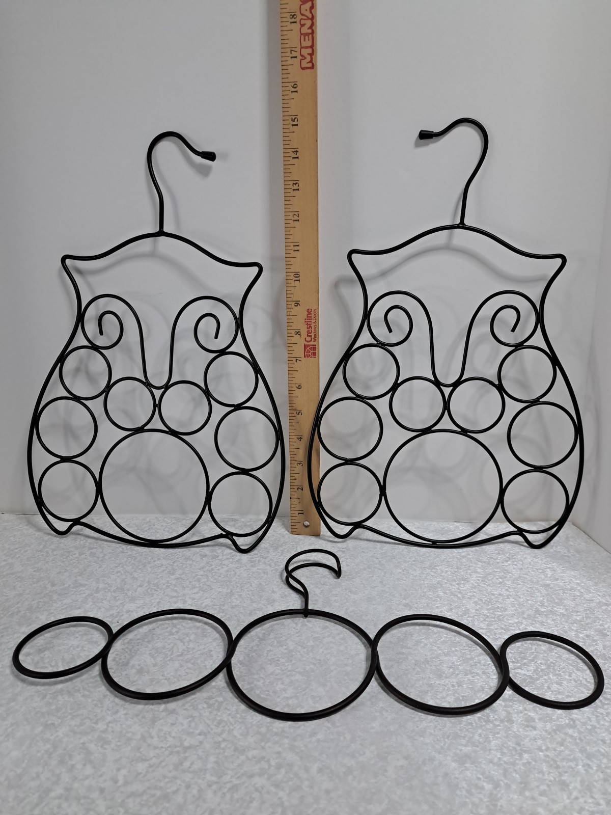 Owl Shaped Accessory Hangers belts scarves miscellaneous 3 peices Metal