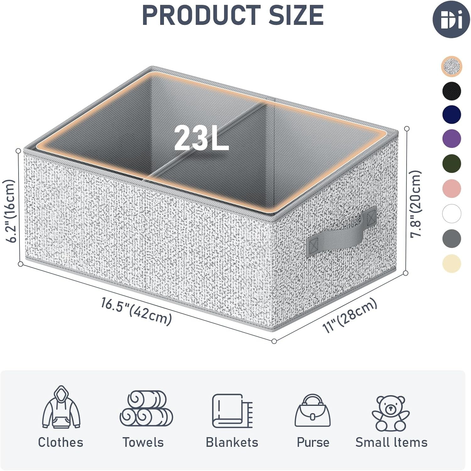 Closet Storage Bins Trapezoid Fabric Organizers 6 Pack with Handles Divider