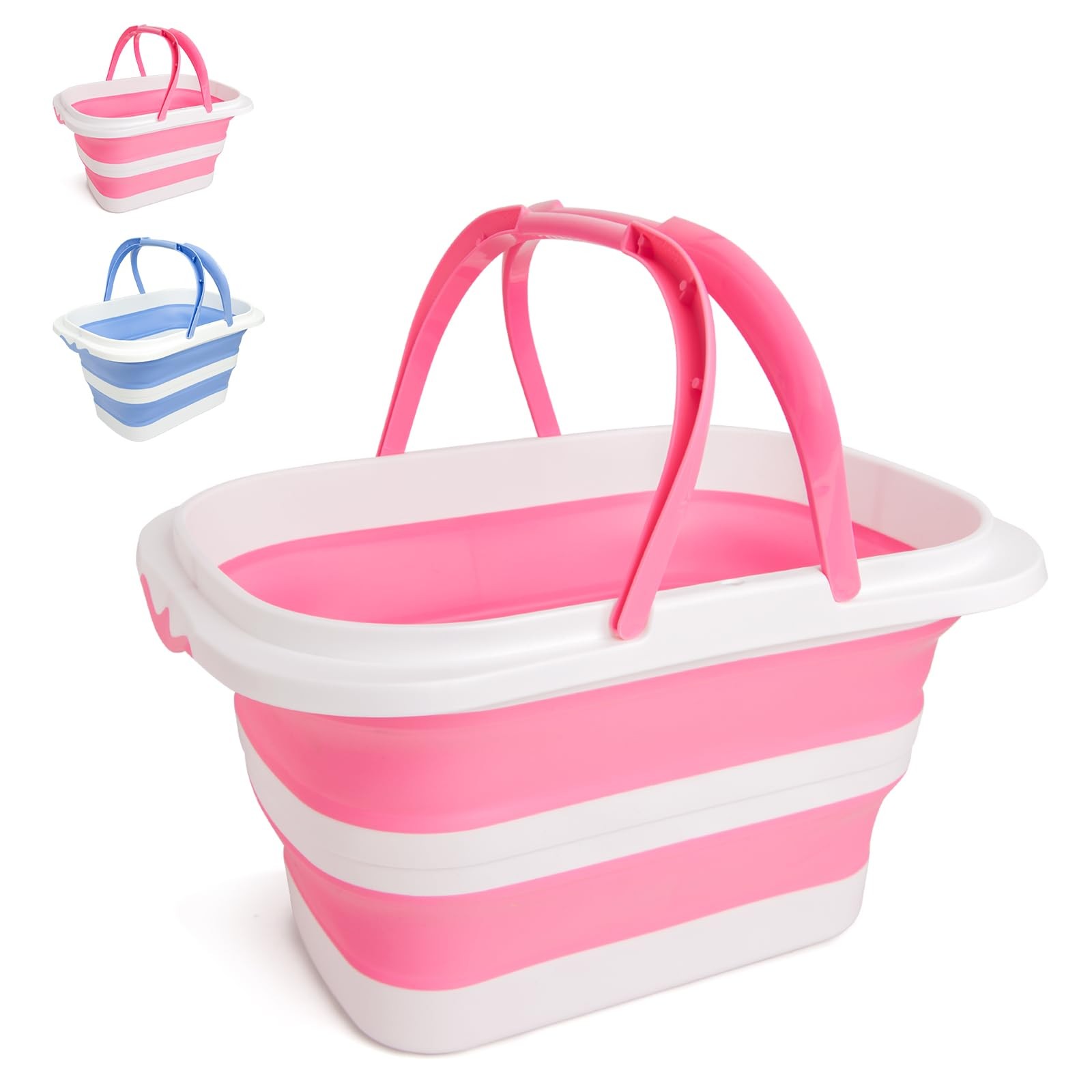 Collapsible Mop Bucket 4.2 Gallon(16L)-Pink White
