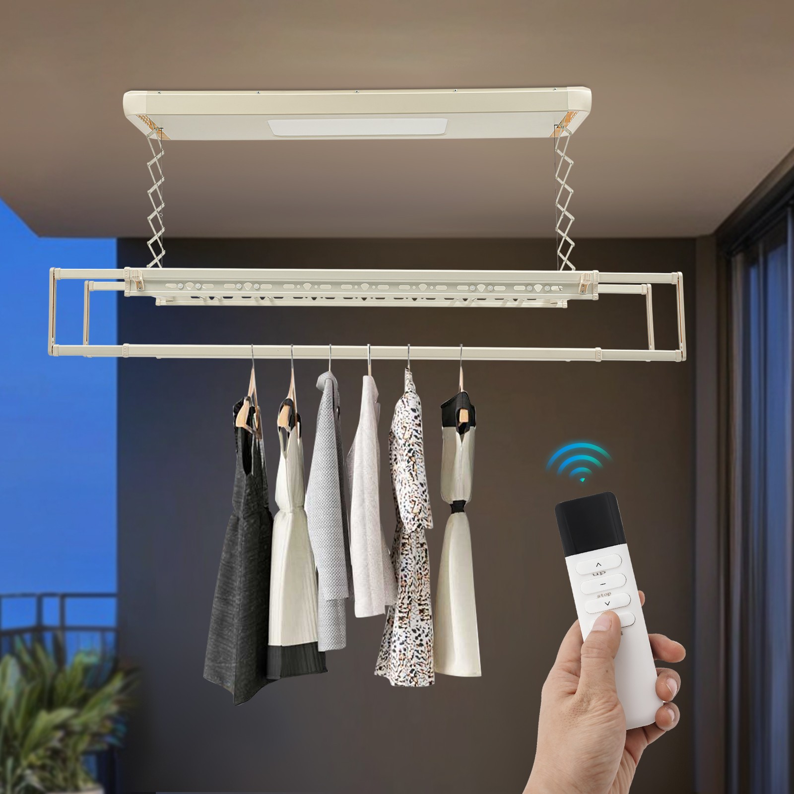 Electrical Retractable Airing Rack with Remote Control & Light 35kg/77.16 lbs