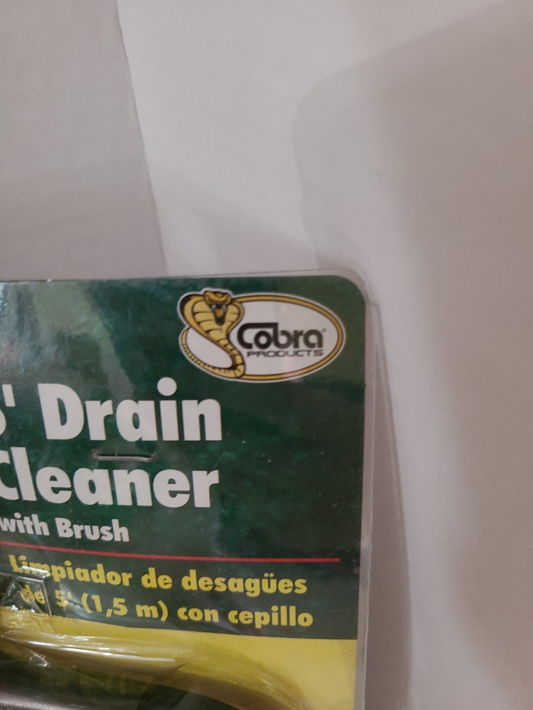 5′ Drain Cleaner with Brush for Sink Shower Tubs NEW, Sealed Cobra Branded