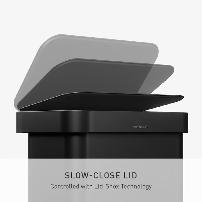 simplehuman 55L rectangular step can with liner pocket matte black steel