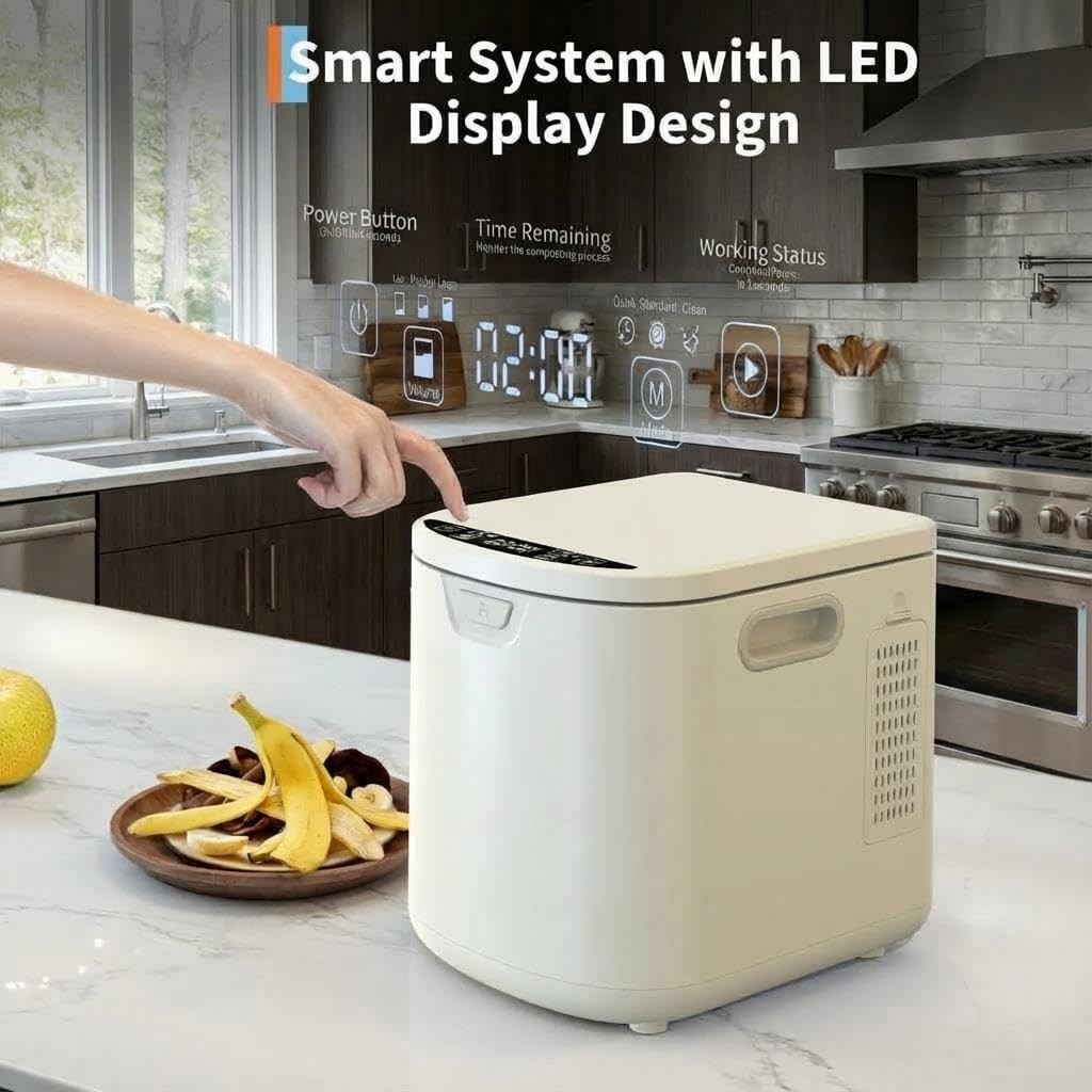 3.5L Electric Countertop Compost Bin, Food Cycler with Auto-Clean 3.5L, White