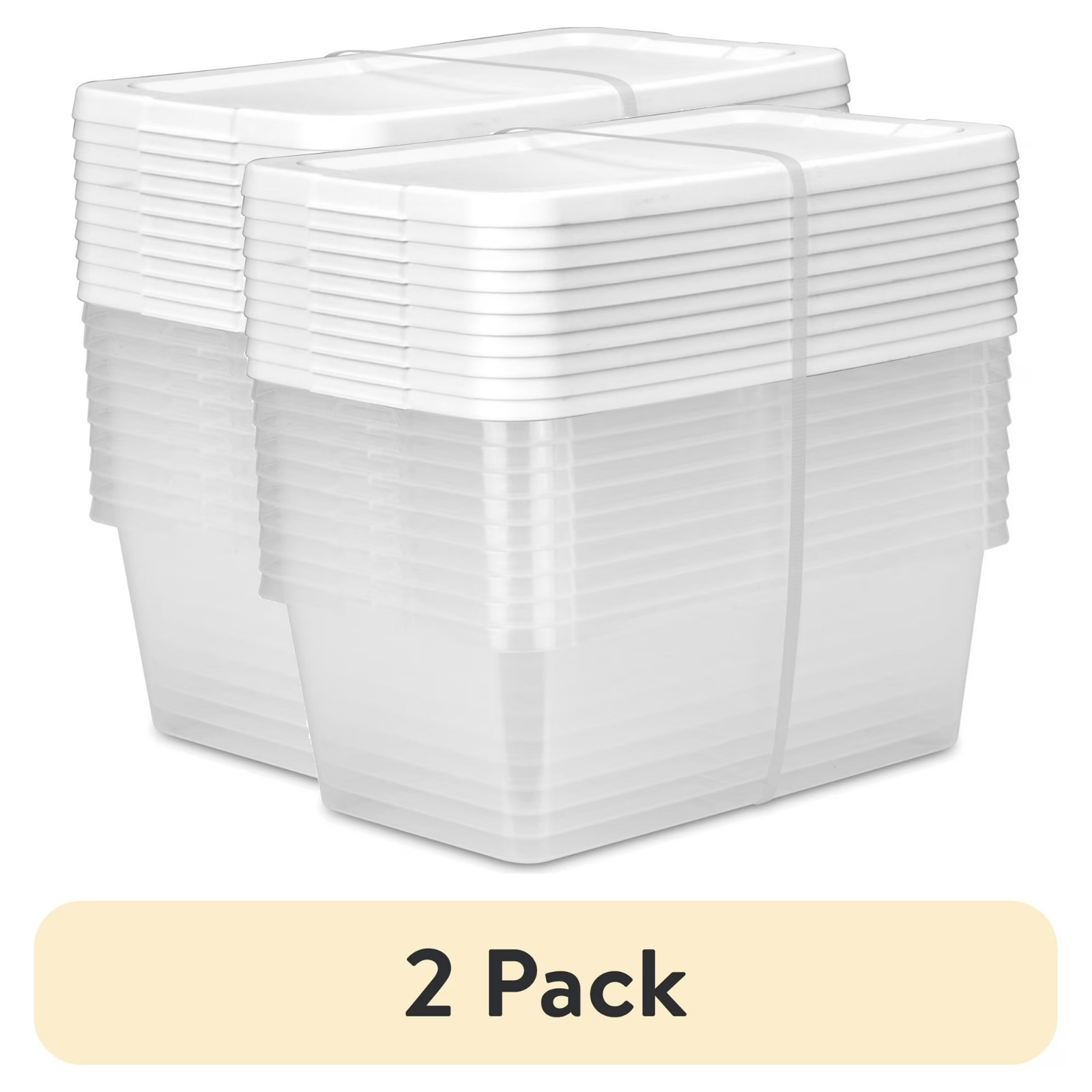 Sterilite 6 Qt Clear Storage Bin, Snap-on White Lid, 20-Pack, Stackable Plastic