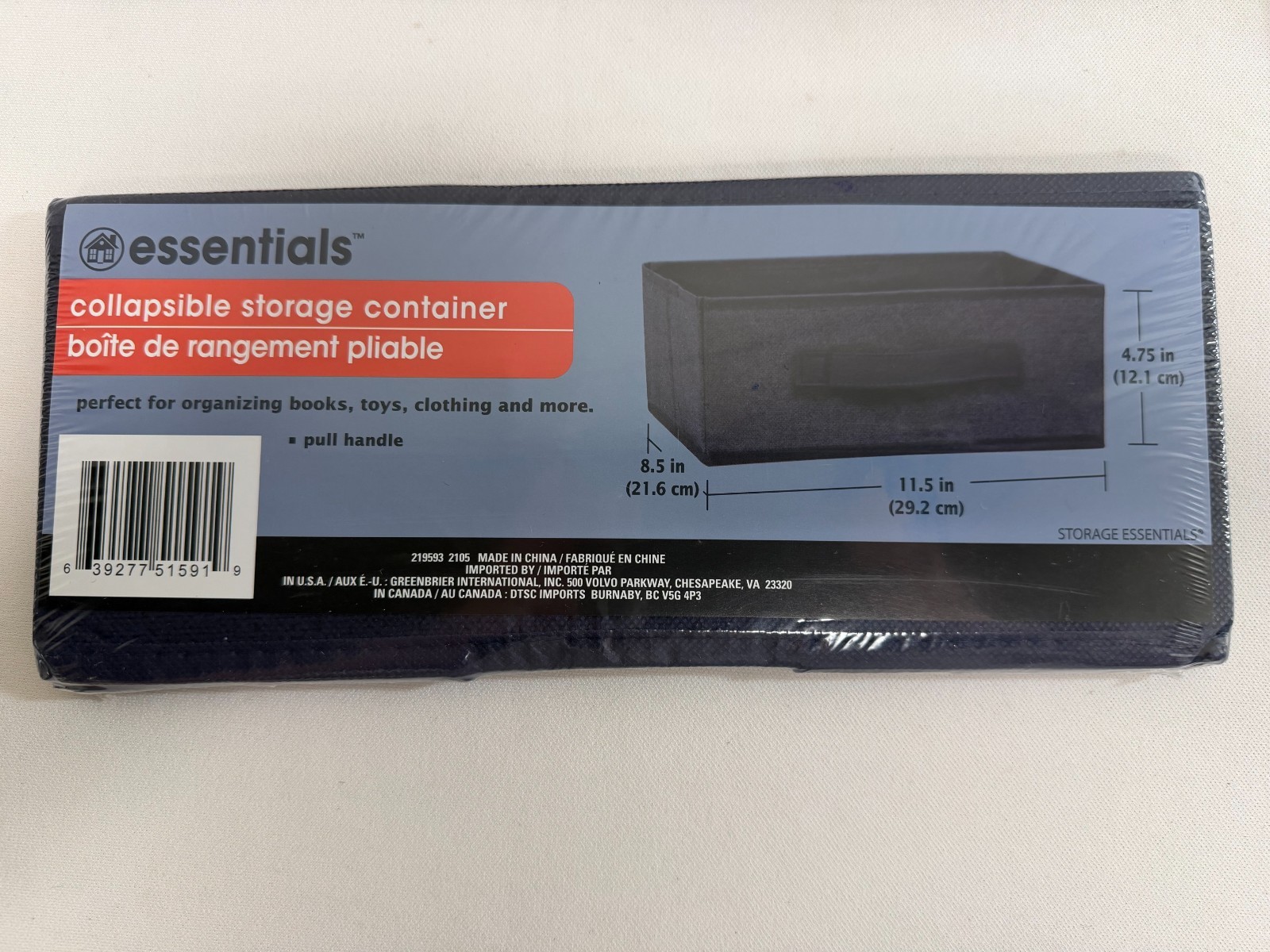 Essentials Collapsible Storage Container 8.5 in 11.5 in 4.75 in