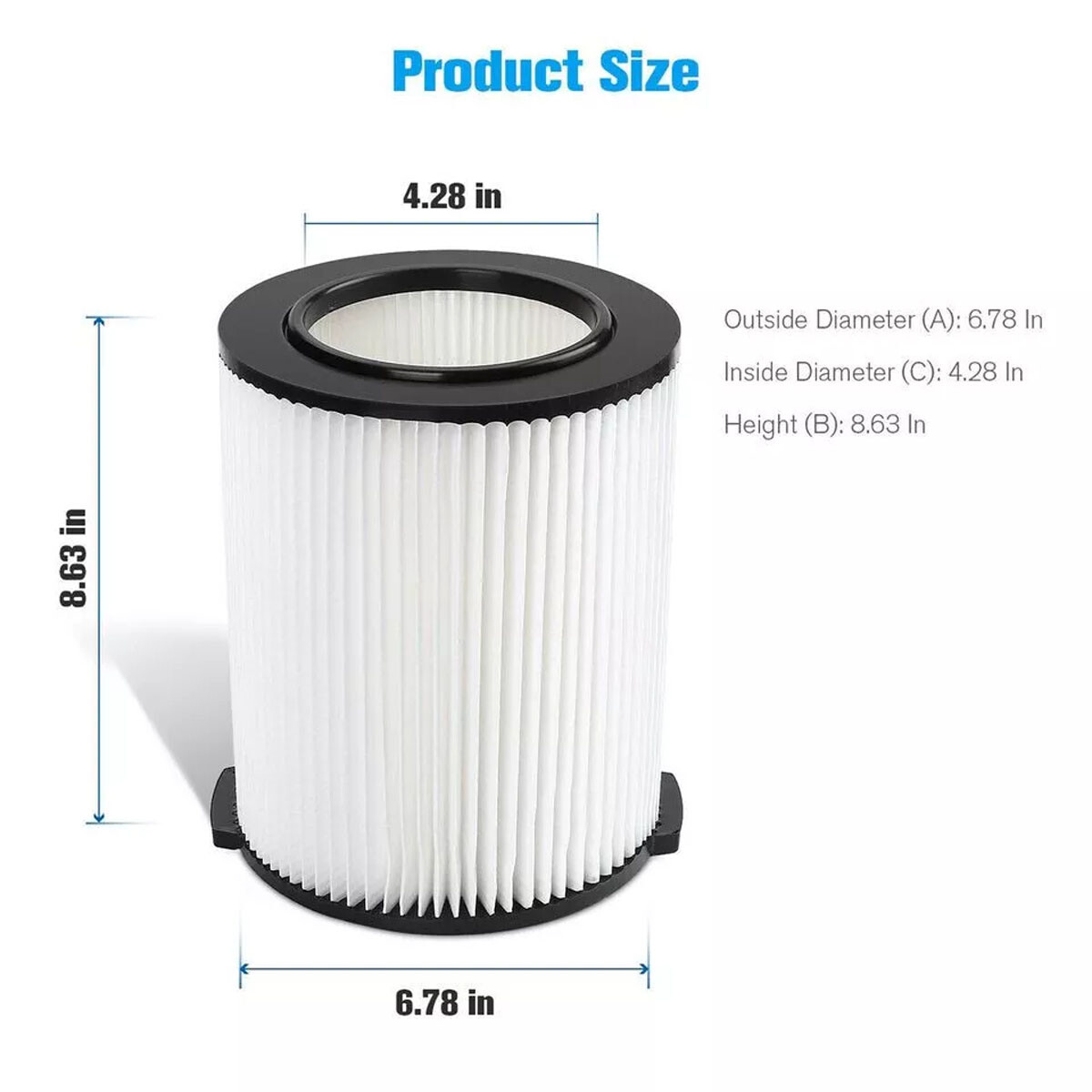 VF4000 Filter Replacement For RIDGID Shop Vac Wet/Dry Washable Vacuum Garage