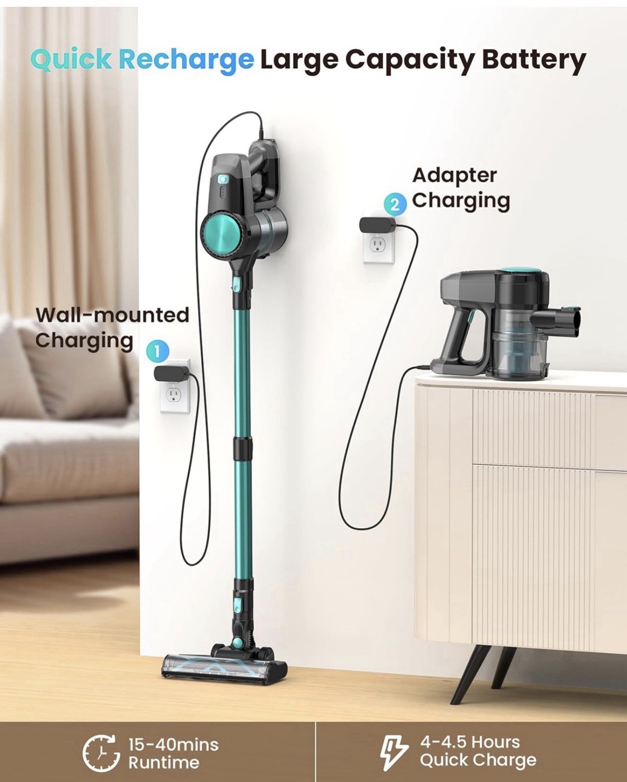N3T Cordless Vacuum Cleaner,Wireless Stick Vacuum with 40mins. NOB