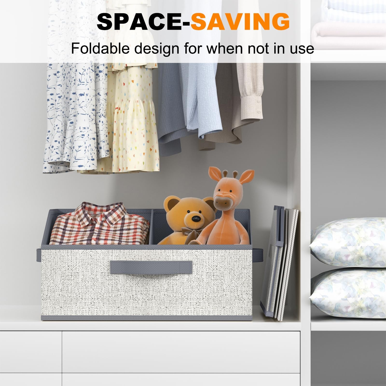6 PCS Beige Large Trapezoid Fabric Closet Storage Bins Divider Cubes Box