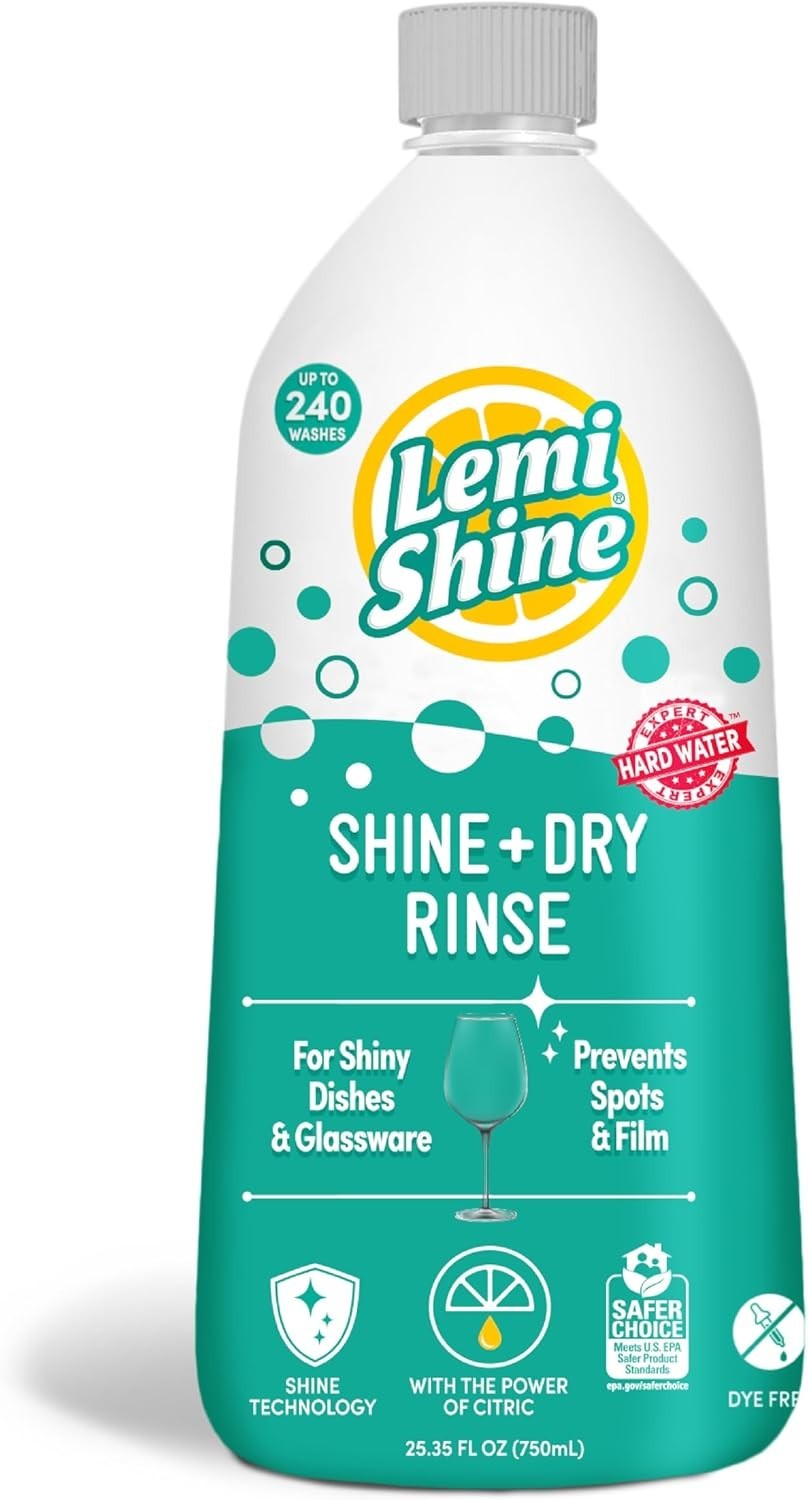 Shine and Dry Natural Dishwasher Rinse Aid – 25.35 fl oz | Hard Water Stain R…