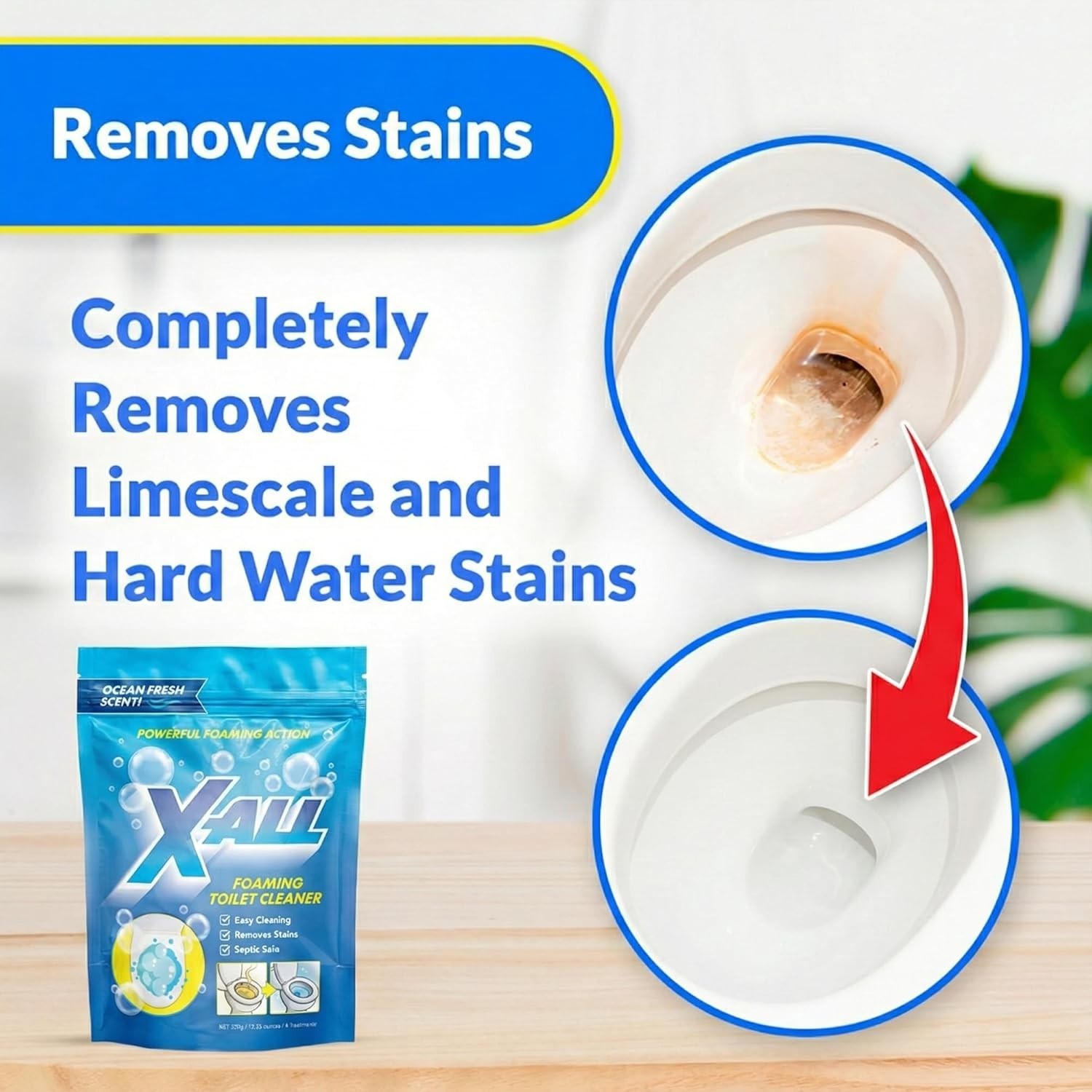 Foaming Toilet Cleaner, Self-Activating Powder for Deep Cleaning, Fights Stai…