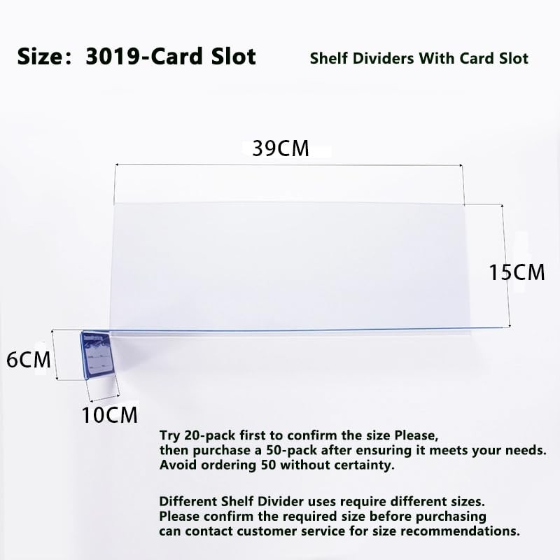 20 Pcs 39*15CM Transparent Shelf Dividers with Card Slot，Adjustable Shelf Org…