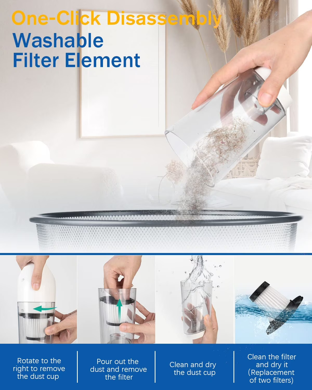 5-In-1 Handheld Pet Hair Vacuum & Grooming Brush, Low Noise Pet Vacuum for Shedd