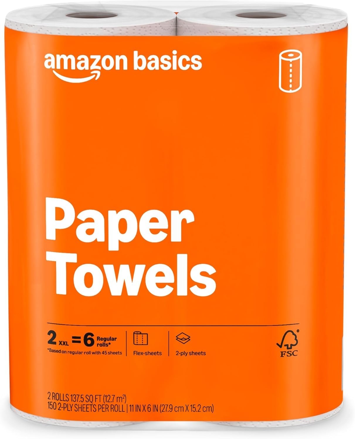 Amazon Basics 2 Ply Flex Sheets Paper Towels 2 Basics Rolls 6 Regular Rolls