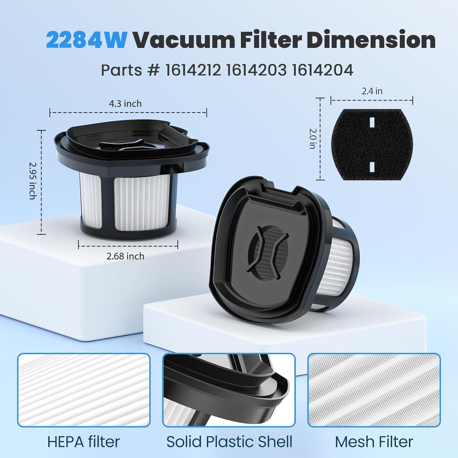 4 Pack 2284w Vacuum Replacement Filter for Bissell Pet Hair Eraser Filter Han…