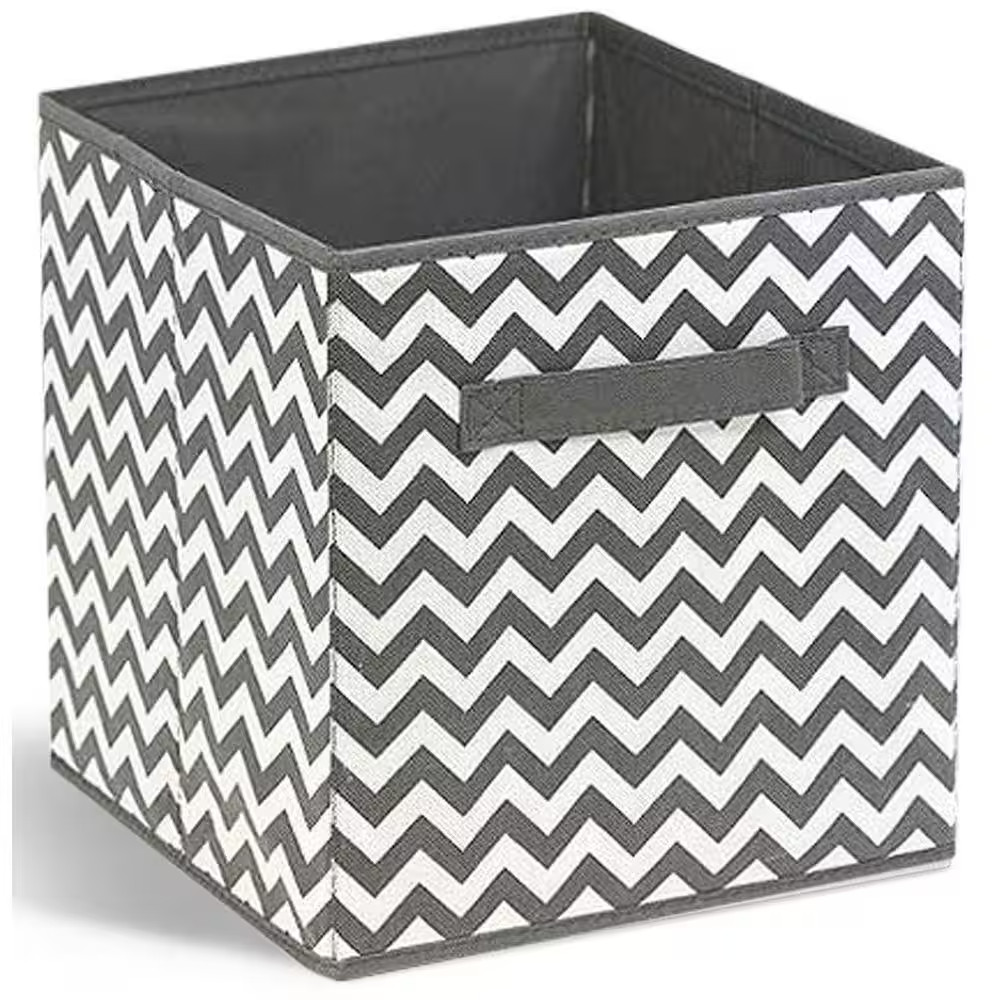 Foldable Storage Cubes W/ Handles Gray 10.5 in X 11 in Fabric Decorative Basket