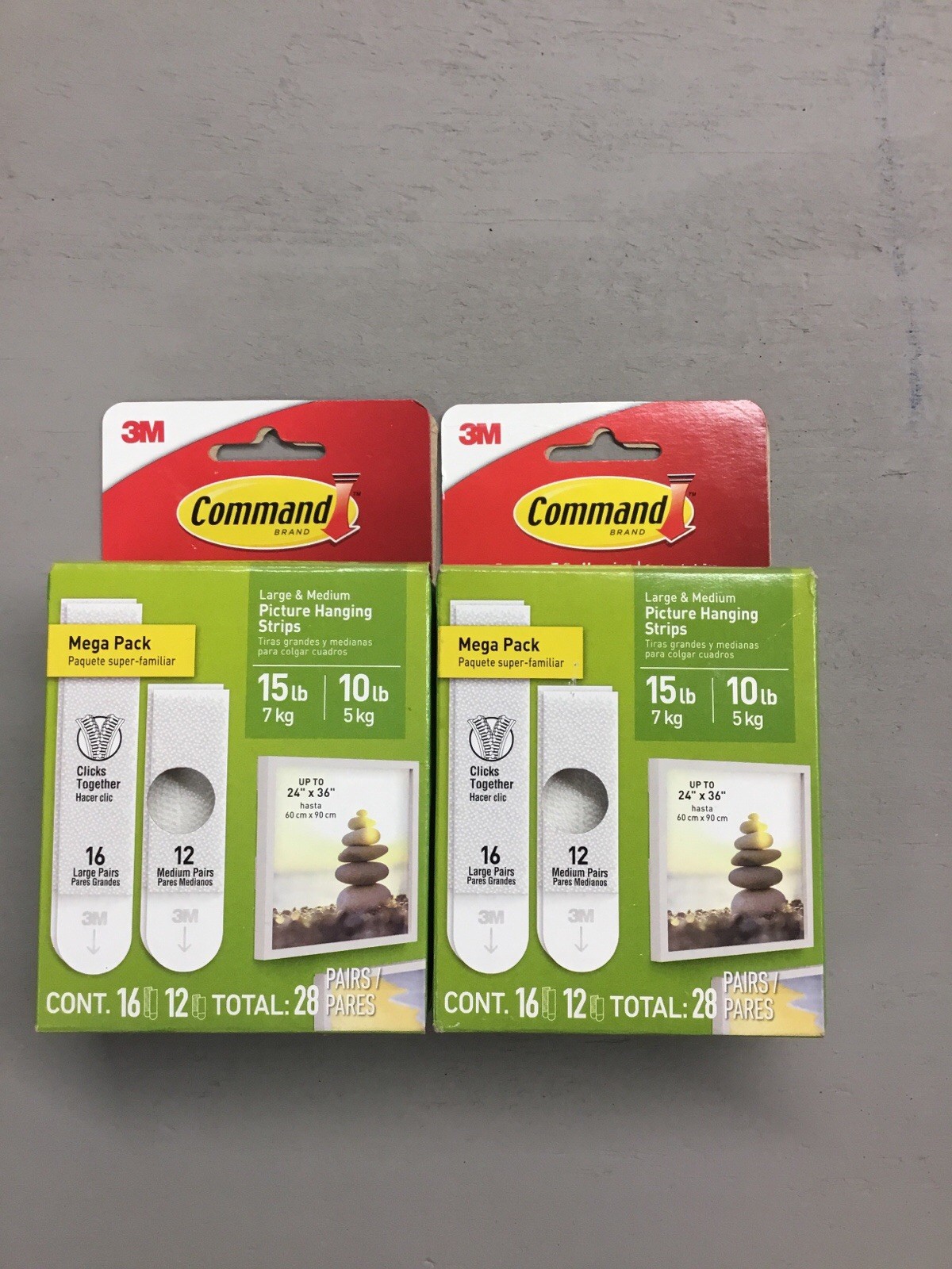 Lot Of 2 Command 3M Picture Hanging Strips White Large And Medium 56 Strips