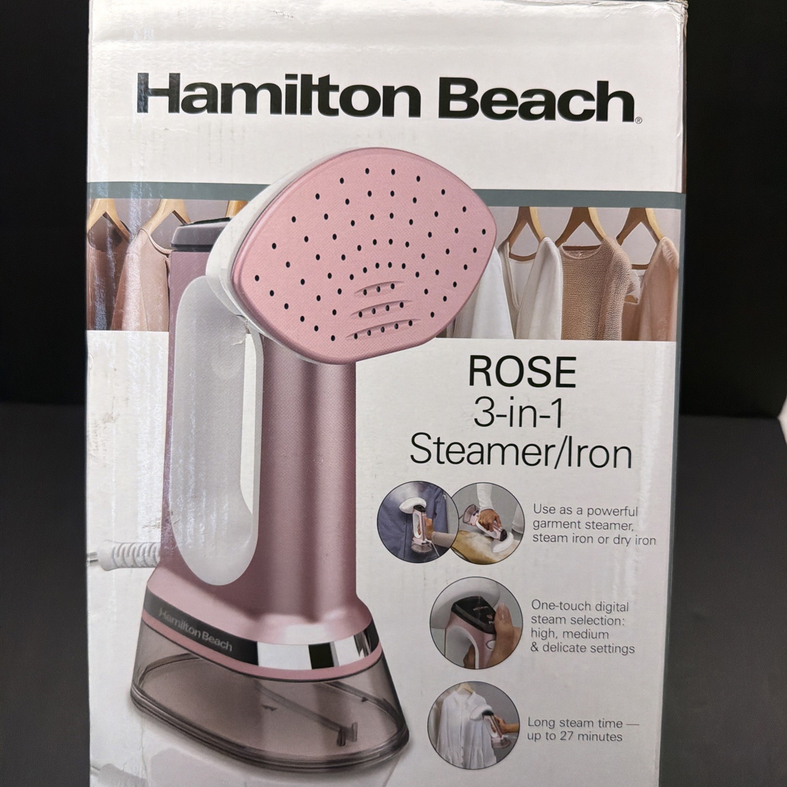 Hamilton Beach rose 3 in 1 Steamer iron long steam time up to 27 minutes