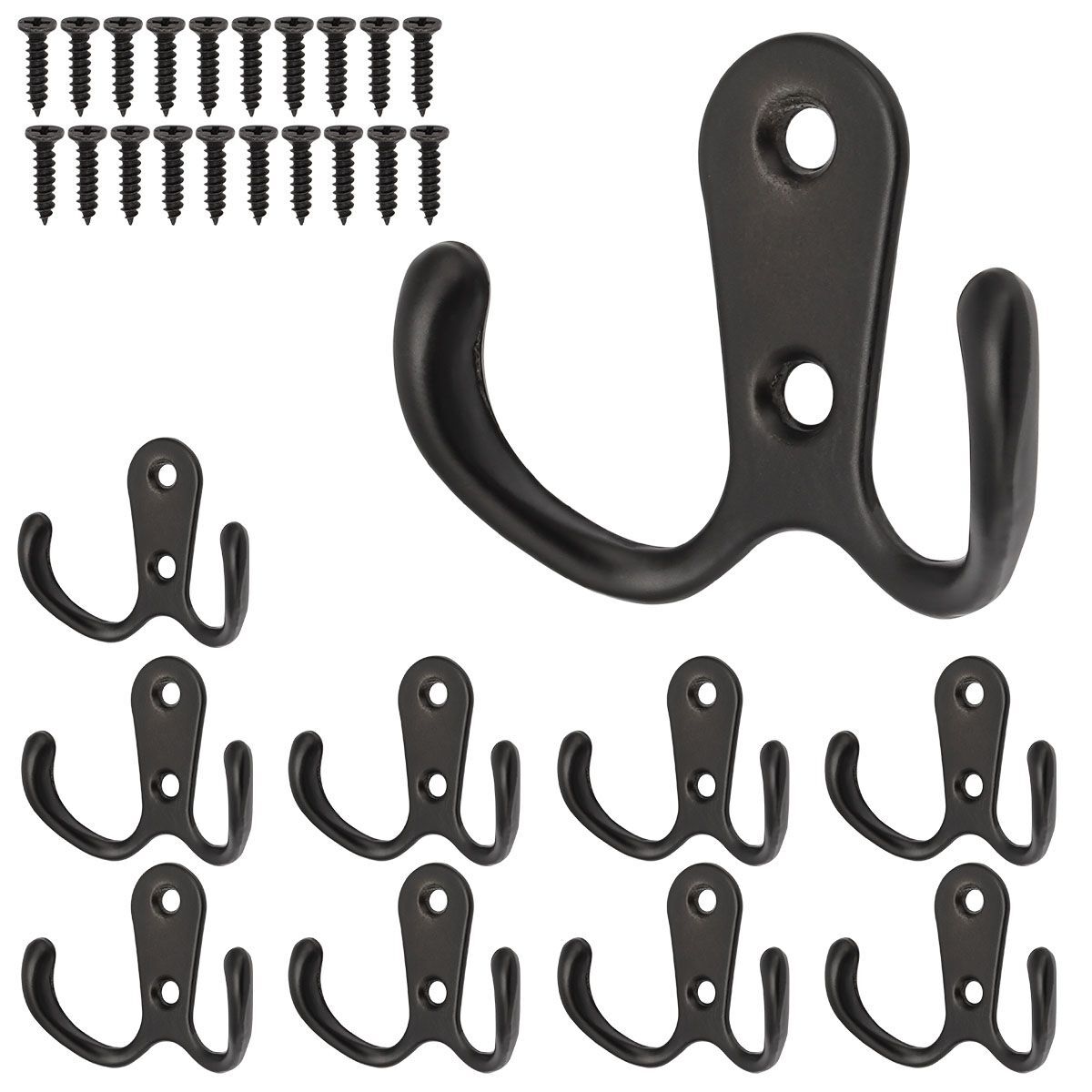 10/20pcs Hanging Metal Double Hook Clothes Hat Coat Robe Wall Door Hangers Hooks