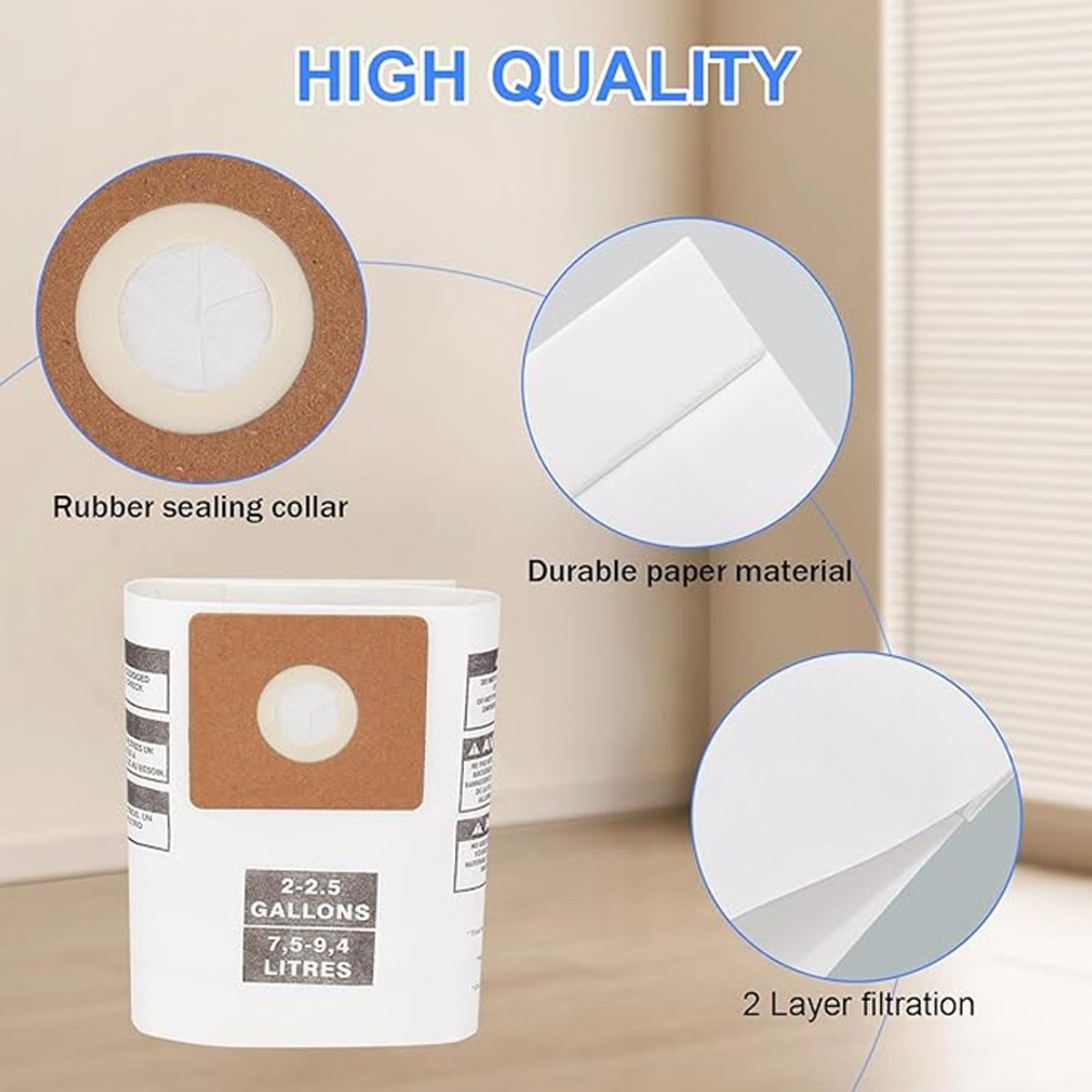 3-15 Pack Type B Dust Collection Vacuum Bag All Around QAM70 Part# 90668/549712
