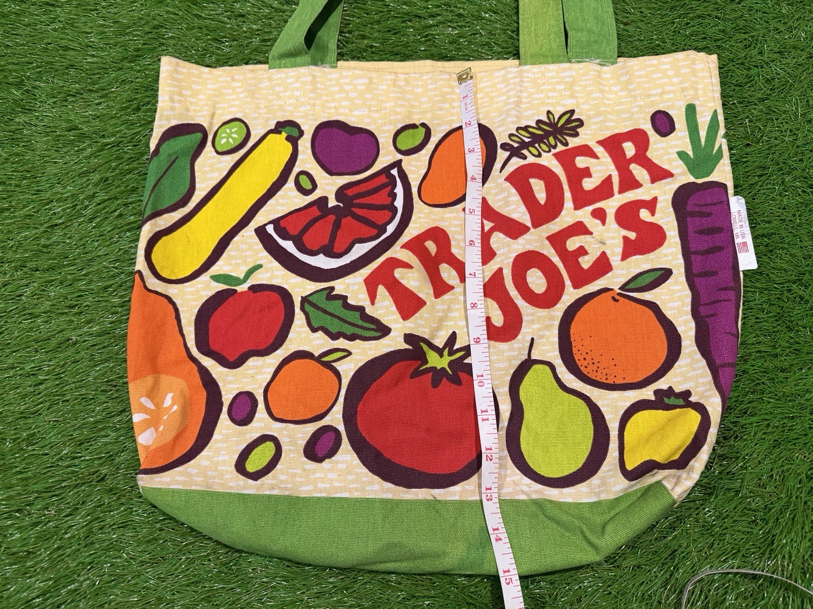 TRADER JOE’S Reusable Canvas Shopping Grocery Tote Bag Fruits Vegetables USA