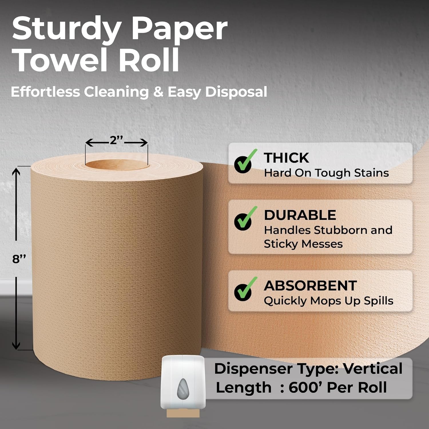 Universal Dispenser 600 ft Paper Towel Roll – Durable, Dye-Free & Eco-Friendly