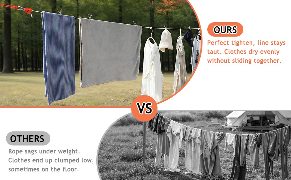 19FT Retractable Clothesline Outdoor with Ratchet Pulley | Portable Travel