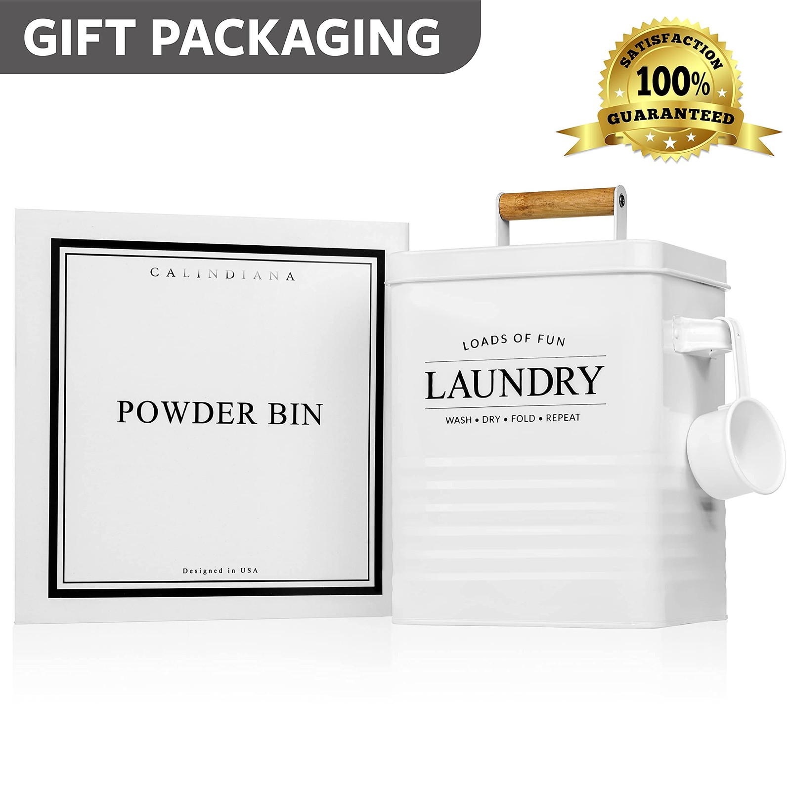 Modern Farmhouse Metal Laundry Soap Dispenser with Scoop for Decor and Space …