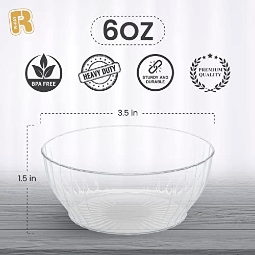 6 Oz Clear Plastic Small Bowls – 50 Pack Disposable Heavy Duty 6 OZ 50.0