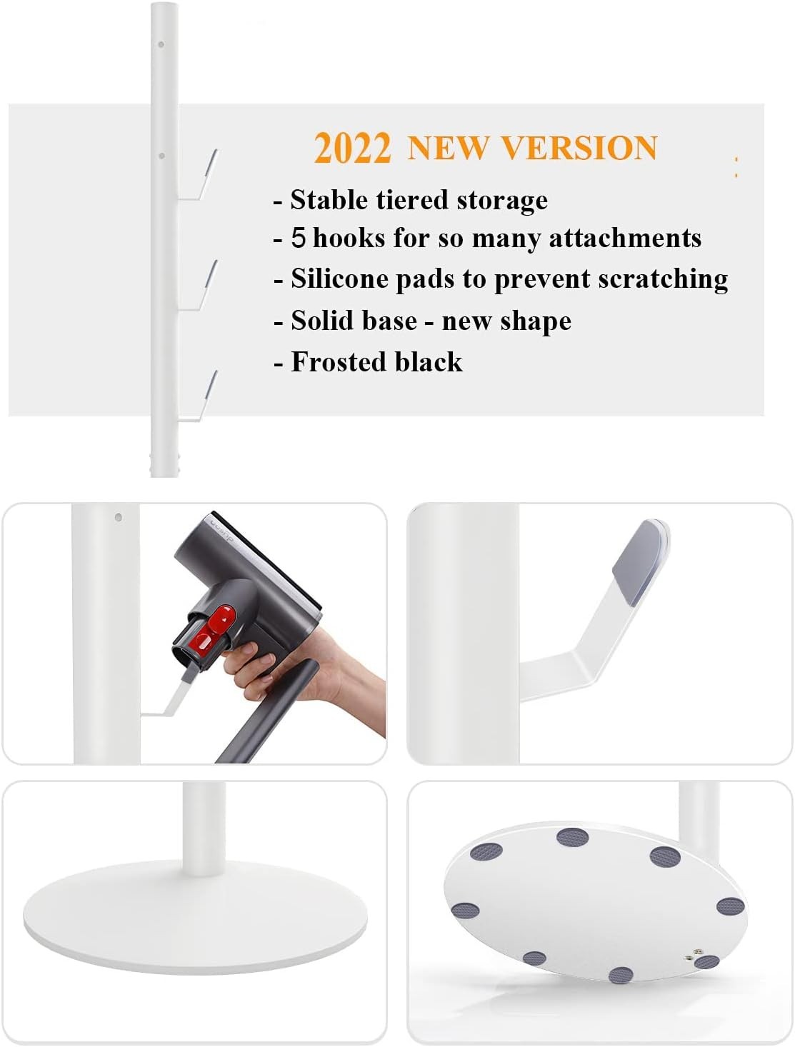 Universal Vacuum Cleaner Docking Station with 5 Hooks – Sturdy & Stylish White