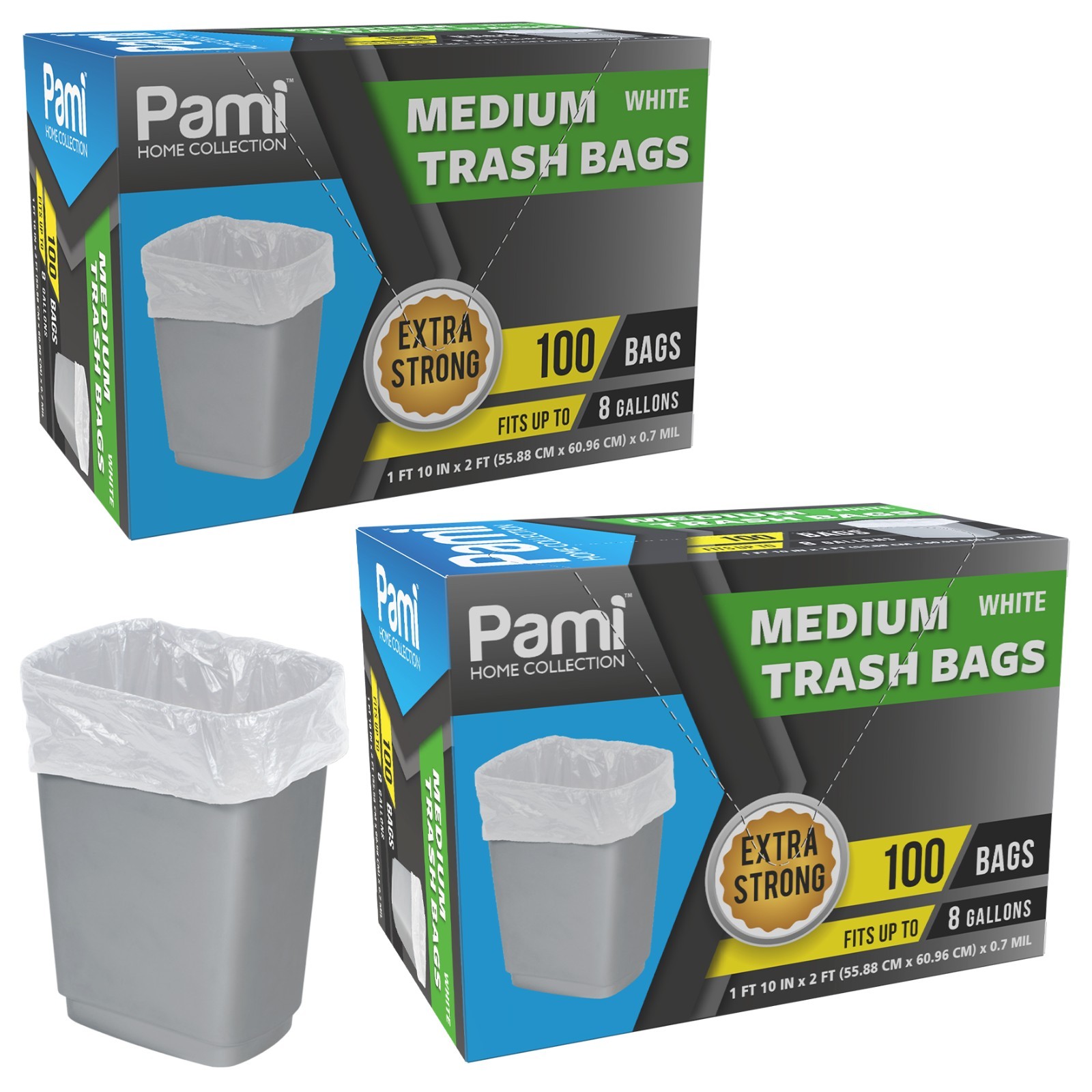 8 Gallon Trash Bags Medium White Strong Garbage Can Liners Kitchen | 200-400 Ct