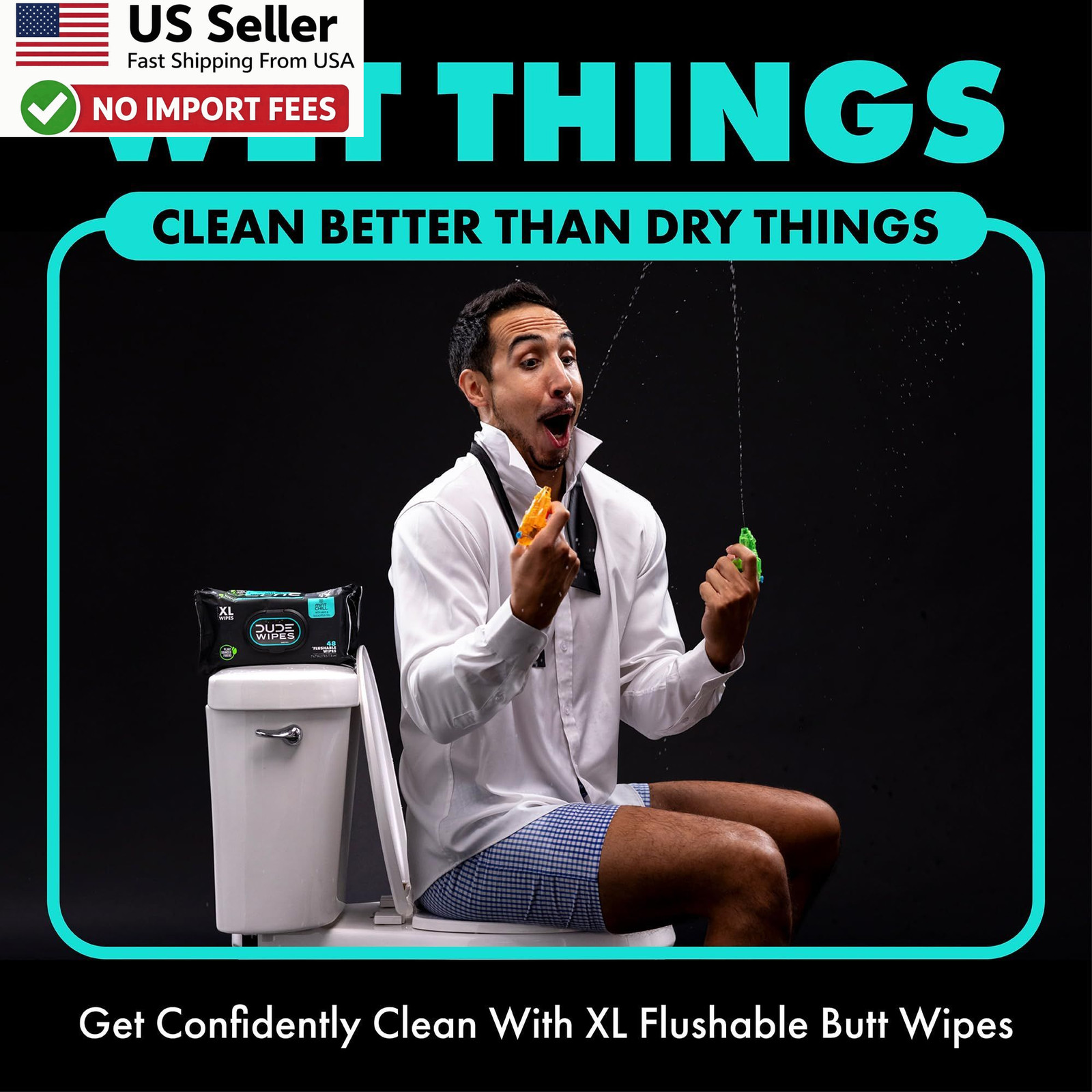 DUDE Wipes Mint Chill Flushable Wipes 48 Count Adult Wet Wipes 1 Pack FROM USA