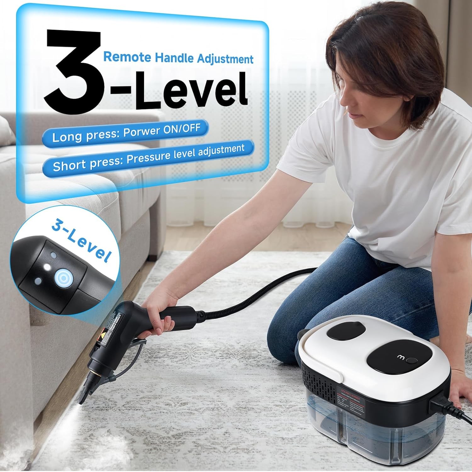 2500W Steam Cleaner, Handle Control, 10s Fast Heat-Up, 1.4L Large Tank Household