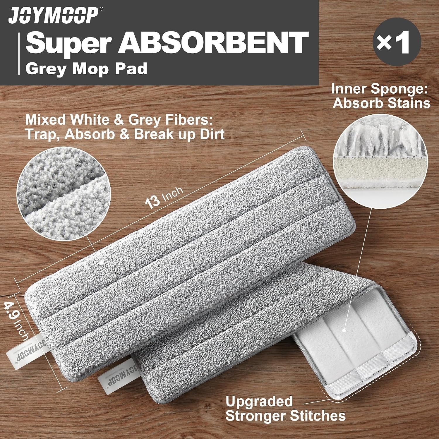 Flat Mop and Bucket System – Microfiber Floor Cleaner with 1 Pad White