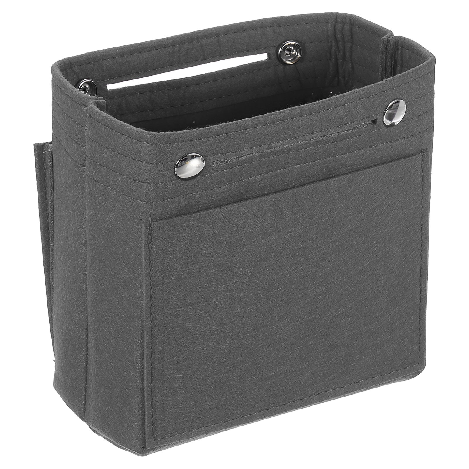 Purse Organizer Insert Felt Organizer Bags with Snap 6.7″x3.9″x6.3″ Grey