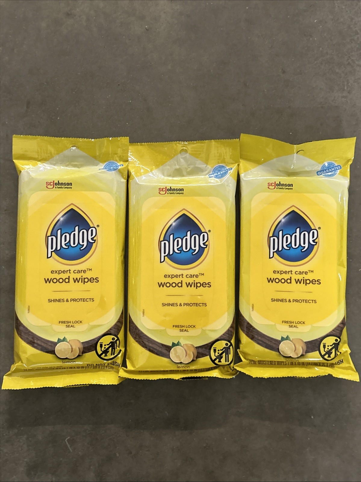 3 PACKS Pledge 72807 Lemon Scented Pre-Moistened Cloth Wipes 7″×10″ 24 count