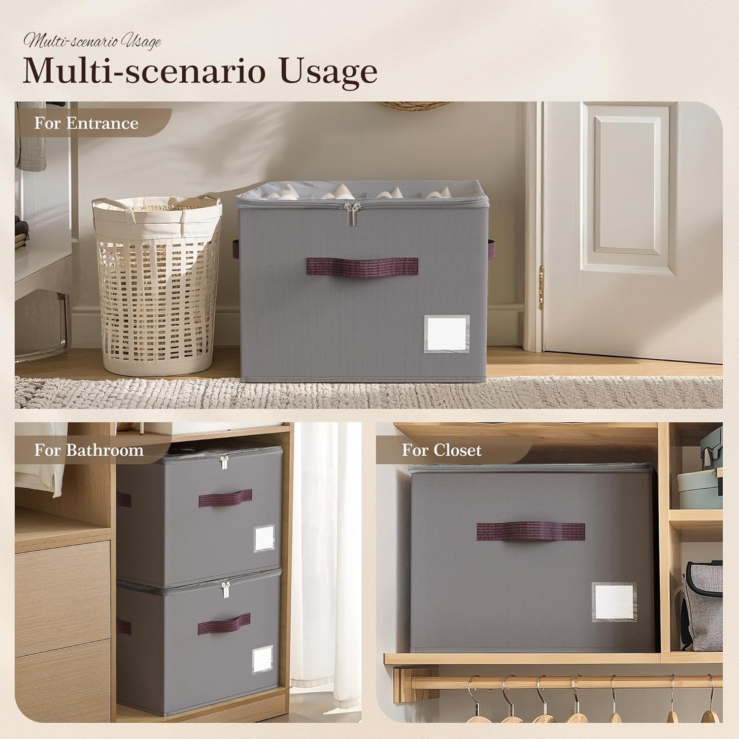 Shoe Organizer Closet Storage 2 Pack Foldable Shoe Box with Handles