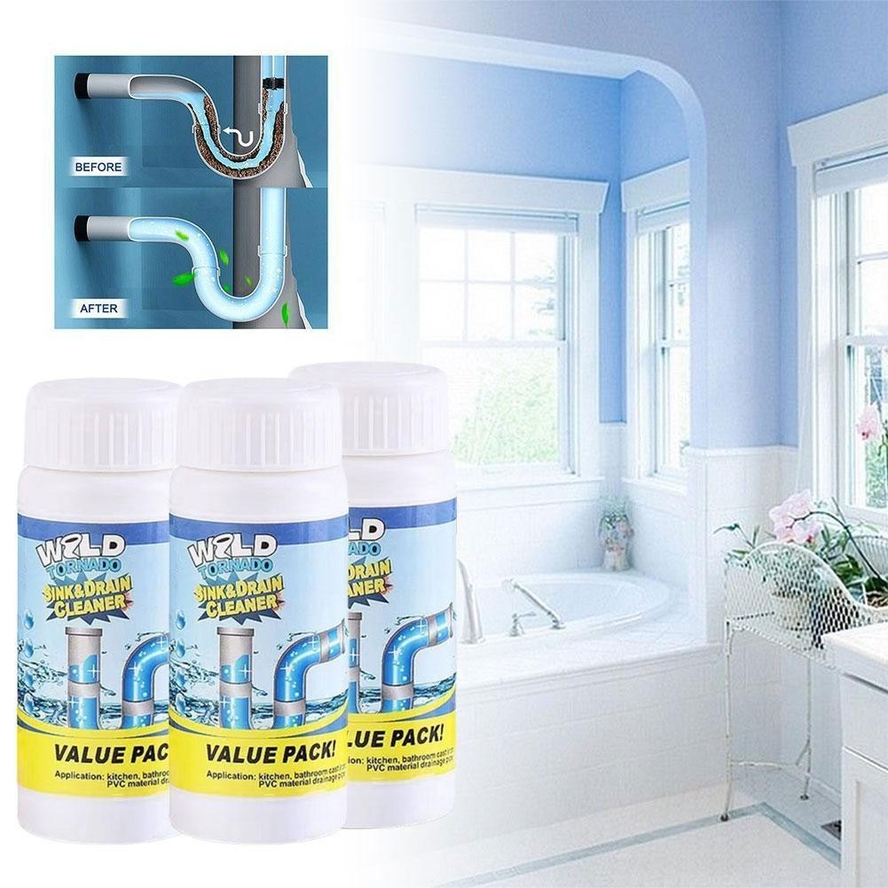 3x Fast Drain Remover Hot Sink Pipe Dredge Quick Foaming Cleaner 3.9 oz/ 110 g