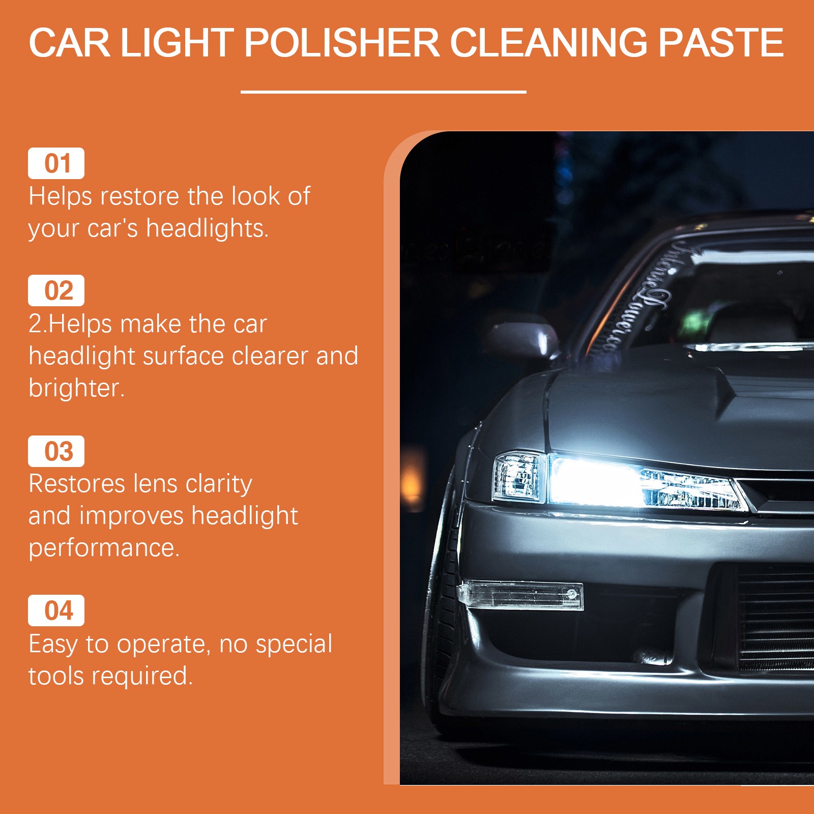 Headlight Restoration Polish Compound Removes Yellowing Oxidation Car Lens Care