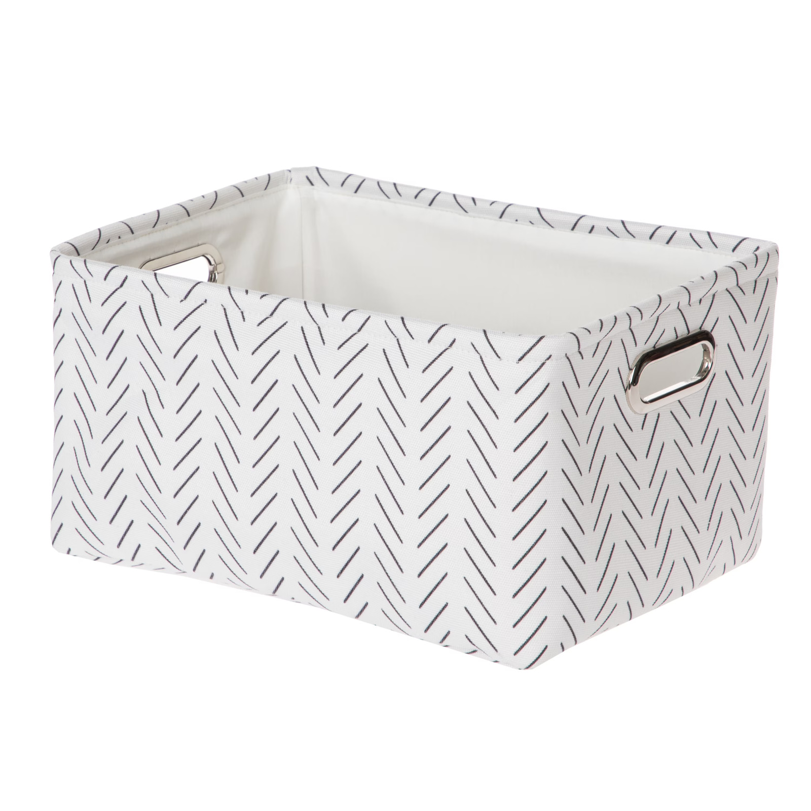 Black and White Lines Canvas Fabric Decorative Storage Basket with Handles, 15