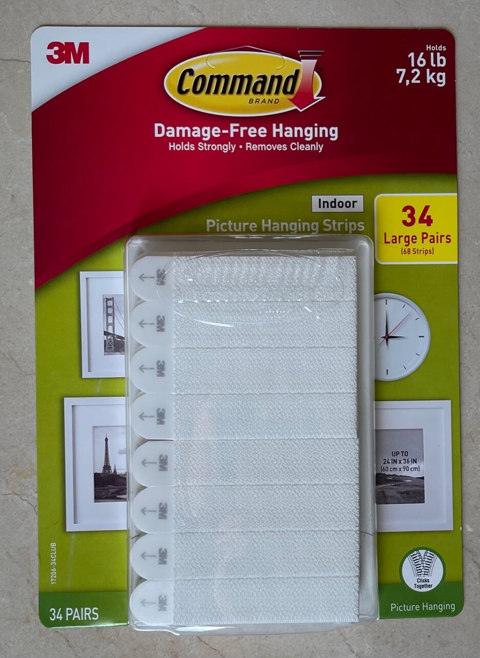 3M Command Picture Hanging Strips 34 Pairs 68 Large Strips Hold 16 lbs