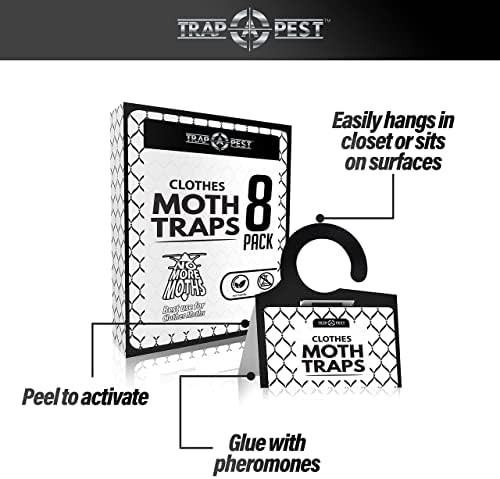 Clothing Moth Traps – 8 Pack – Non Toxic Moth Traps for Clothes with Pheromone A