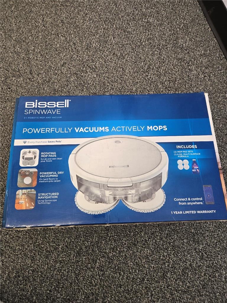 = Bissell Spinwave Hard Floor Wet & Dry Robotic Vacuum Pearl White #2859 NEW
