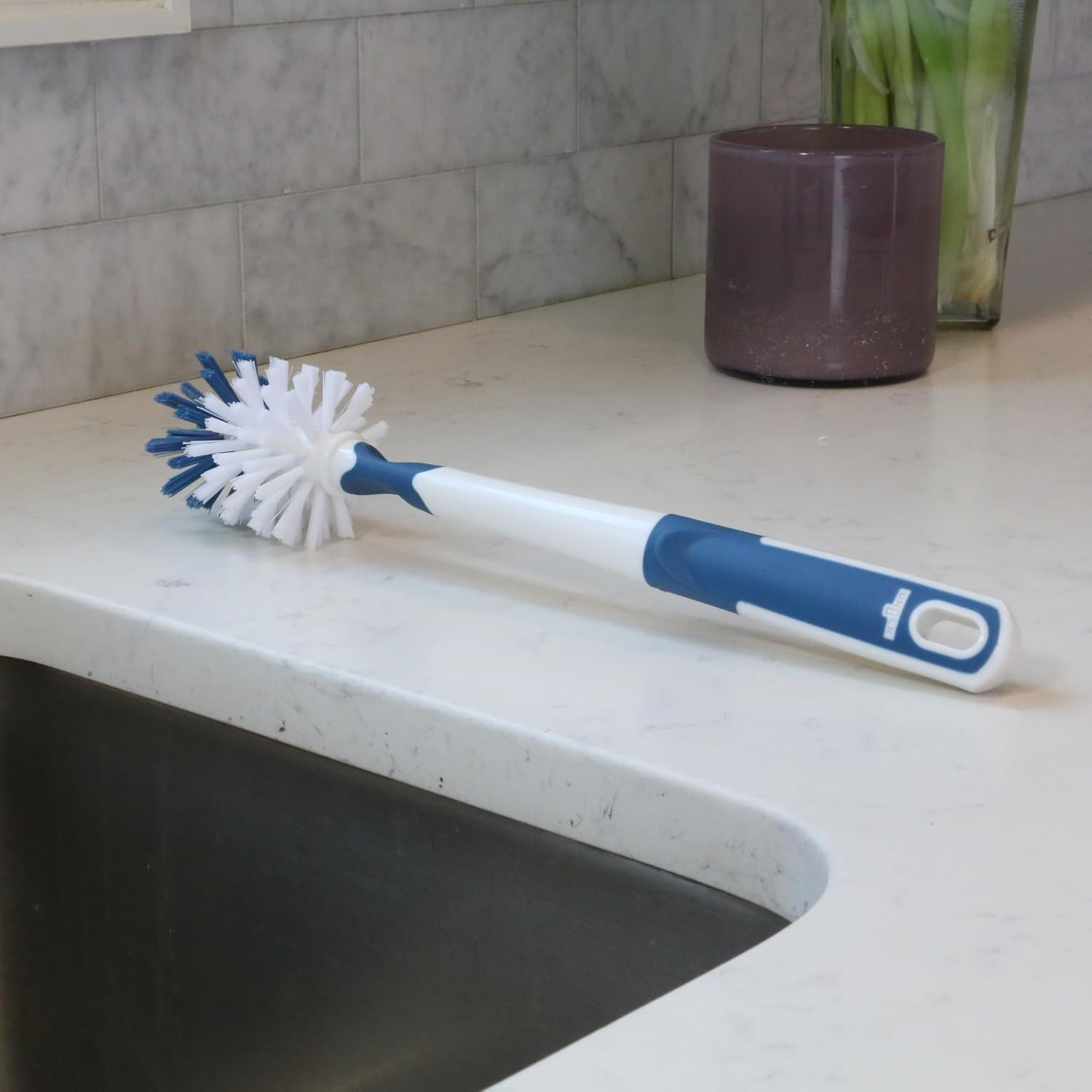 12.7” Flexible Glass and Bottle Scrub Brush, Extra-Long, Non-Scratch Cleaning Sc