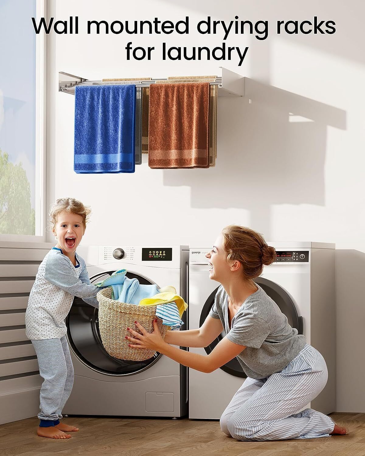Laundry Drying Rack Collapsible, Wall Mounted, Clothes Drying Rack 40in/31.5in