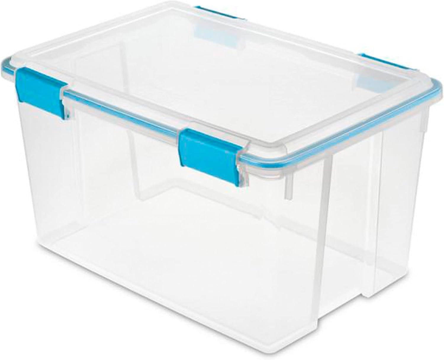 54 Quart Clear Storage Box with Blue Latches – 8 Pack