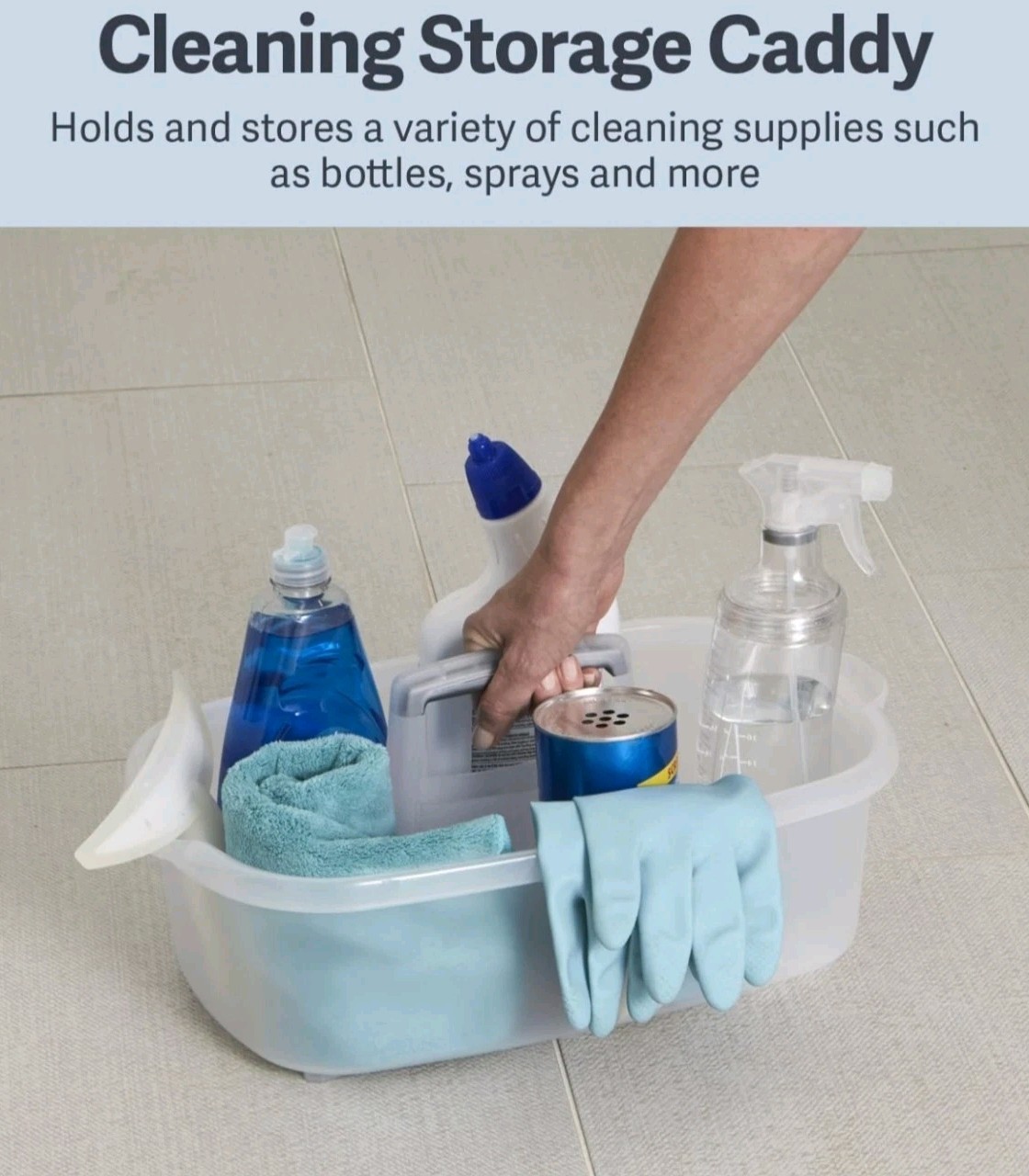 Casabella Multipurpose Cleaning Storage Caddy with Handle, 1.5-Gallon, Clear