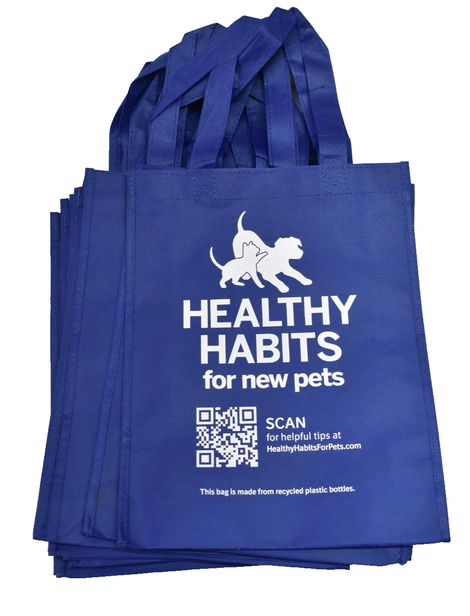 Lot of 9 Navy Blue Shopping Tote Bags Healthy Habits Branded Logo 10″ x 13″